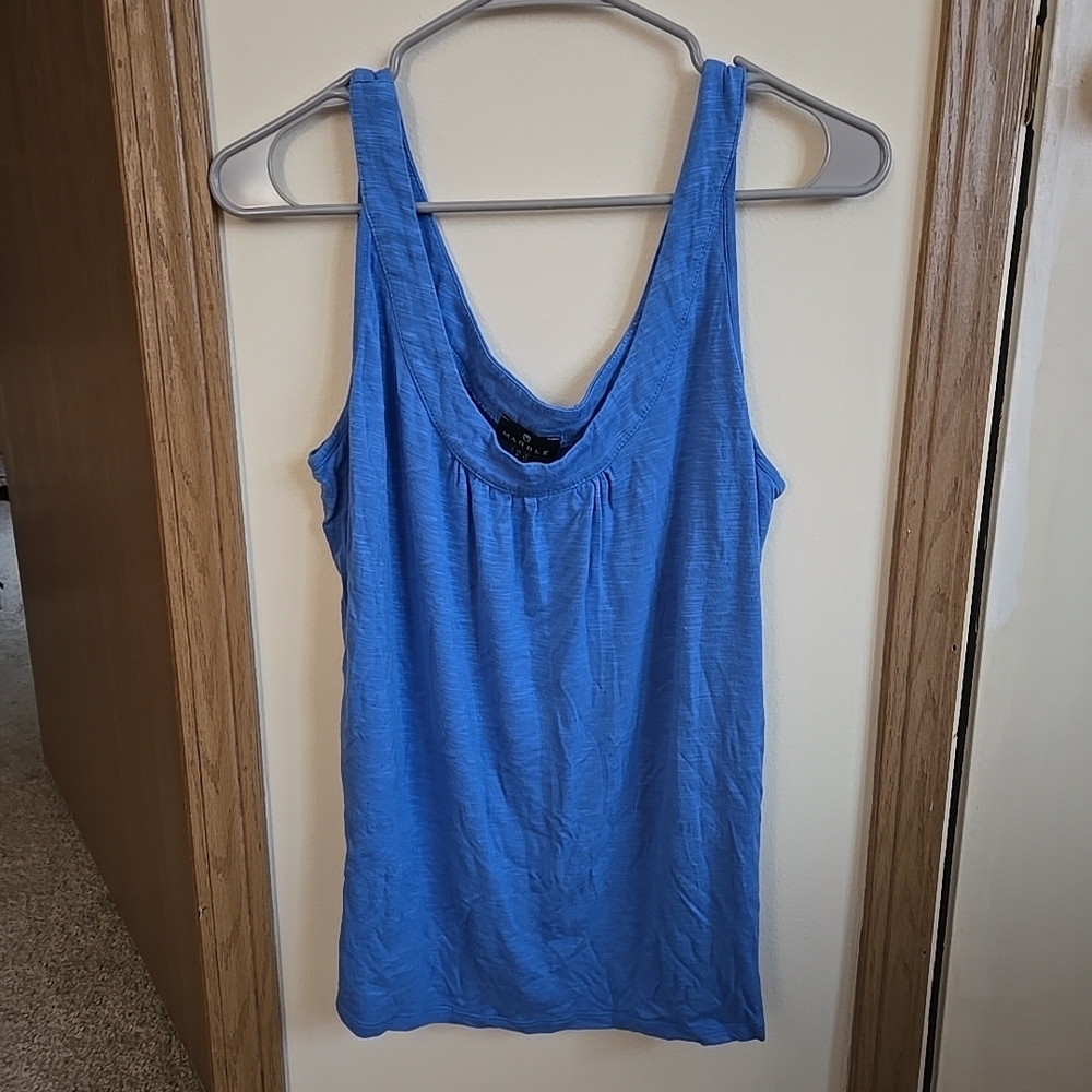 Marble Designer Womens Classic Blue Flowy Sleeveless Tank Top Size XL NWOT EX!